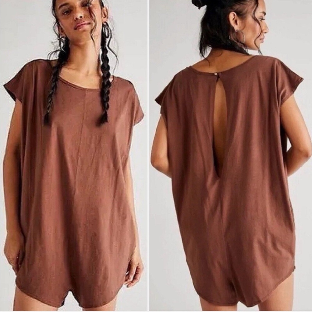 Free People Beach Ice Cream Cotton Relaxed Fit T-Shirt Romper Size
